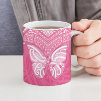 New Zealand Breast Cancer Awareness Ceramic Mug Maori Butterfly Pink Ribbon - Polynesian Pride