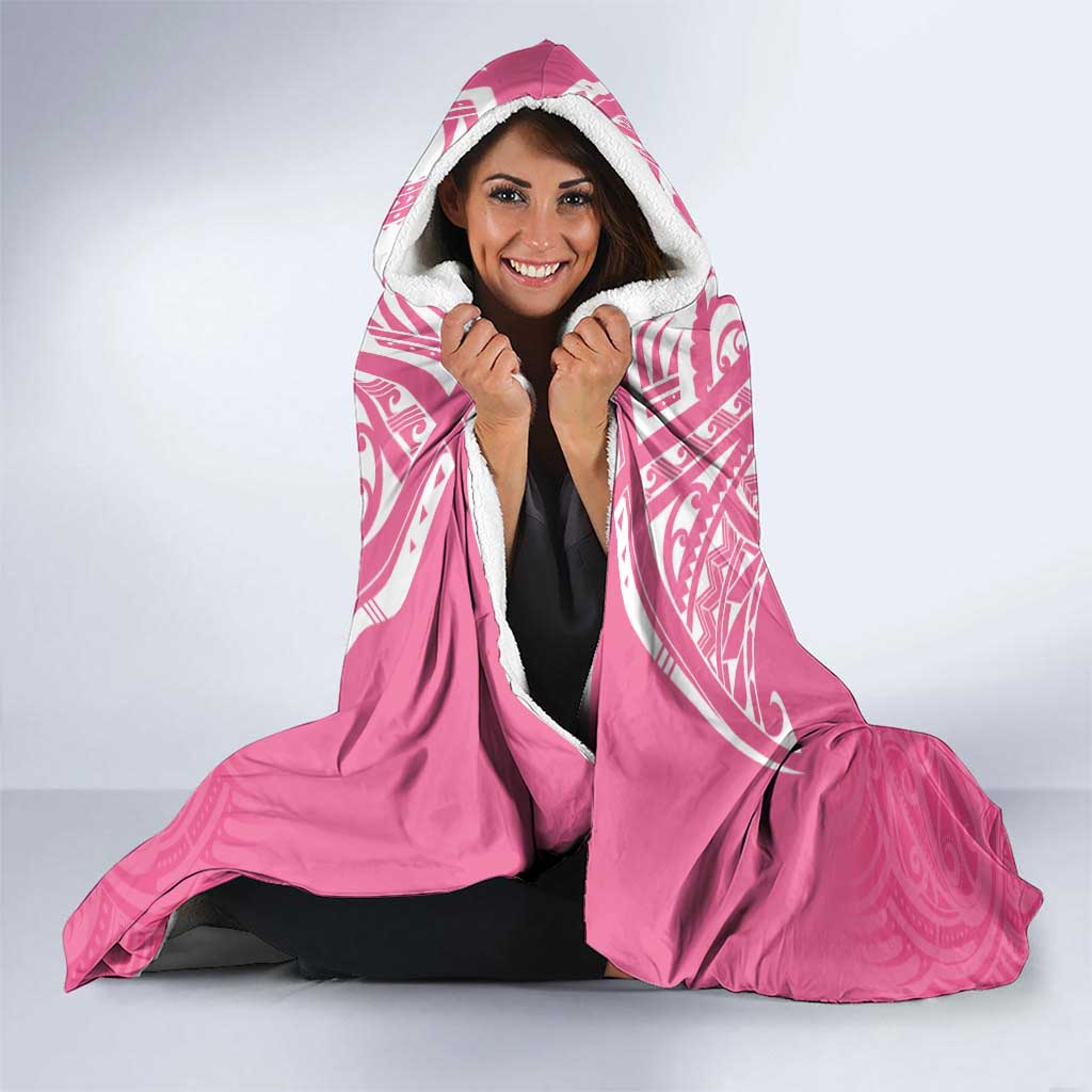 New Zealand Breast Cancer Awareness Hooded Blanket Maori Butterfly Pink Ribbon - Polynesian Pride
