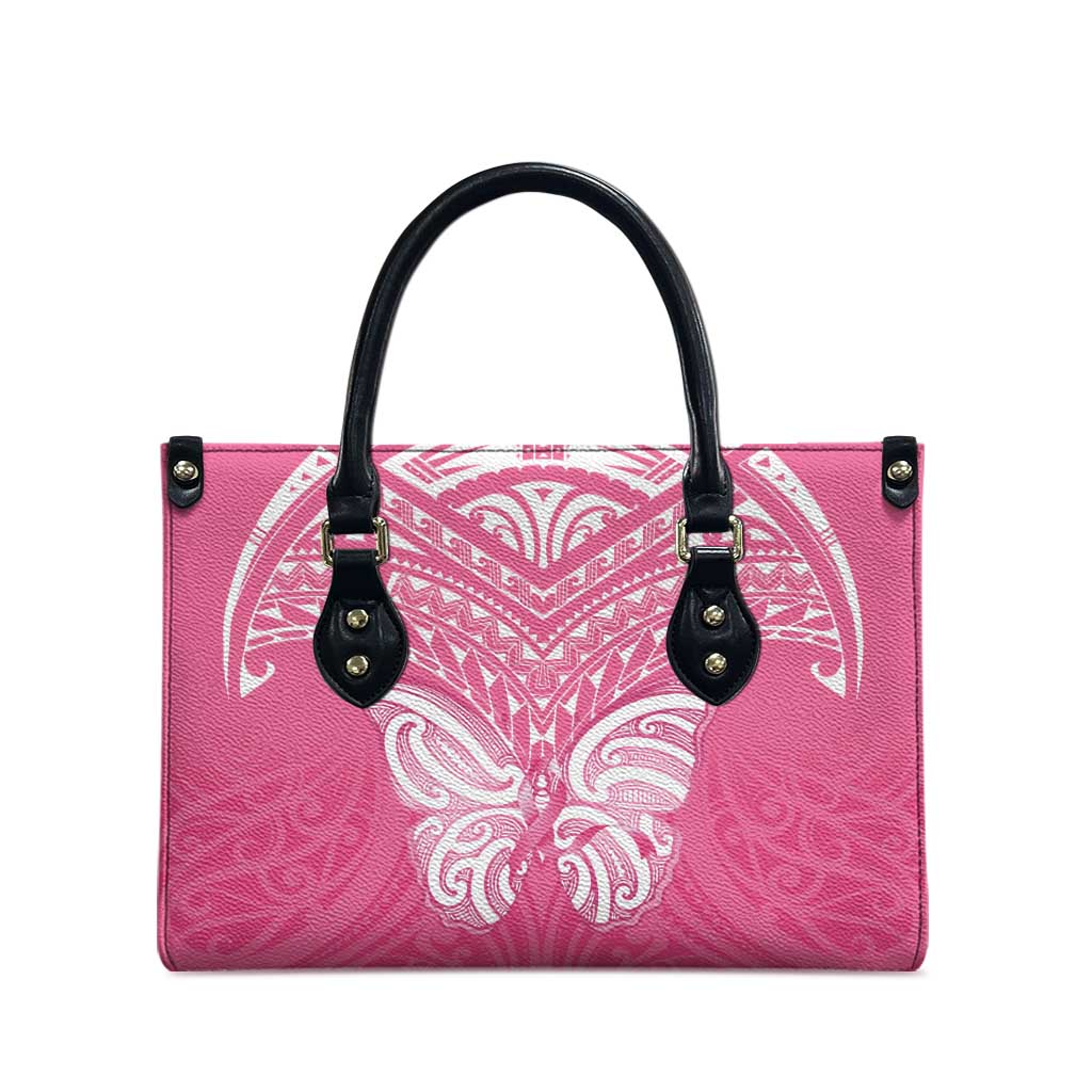 New Zealand Breast Cancer Awareness Leather Bag Maori Butterfly Pink Ribbon - Polynesian Pride