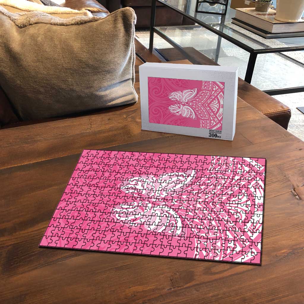 New Zealand Breast Cancer Awareness Puzzle Maori Butterfly Pink Ribbon - Polynesian Pride