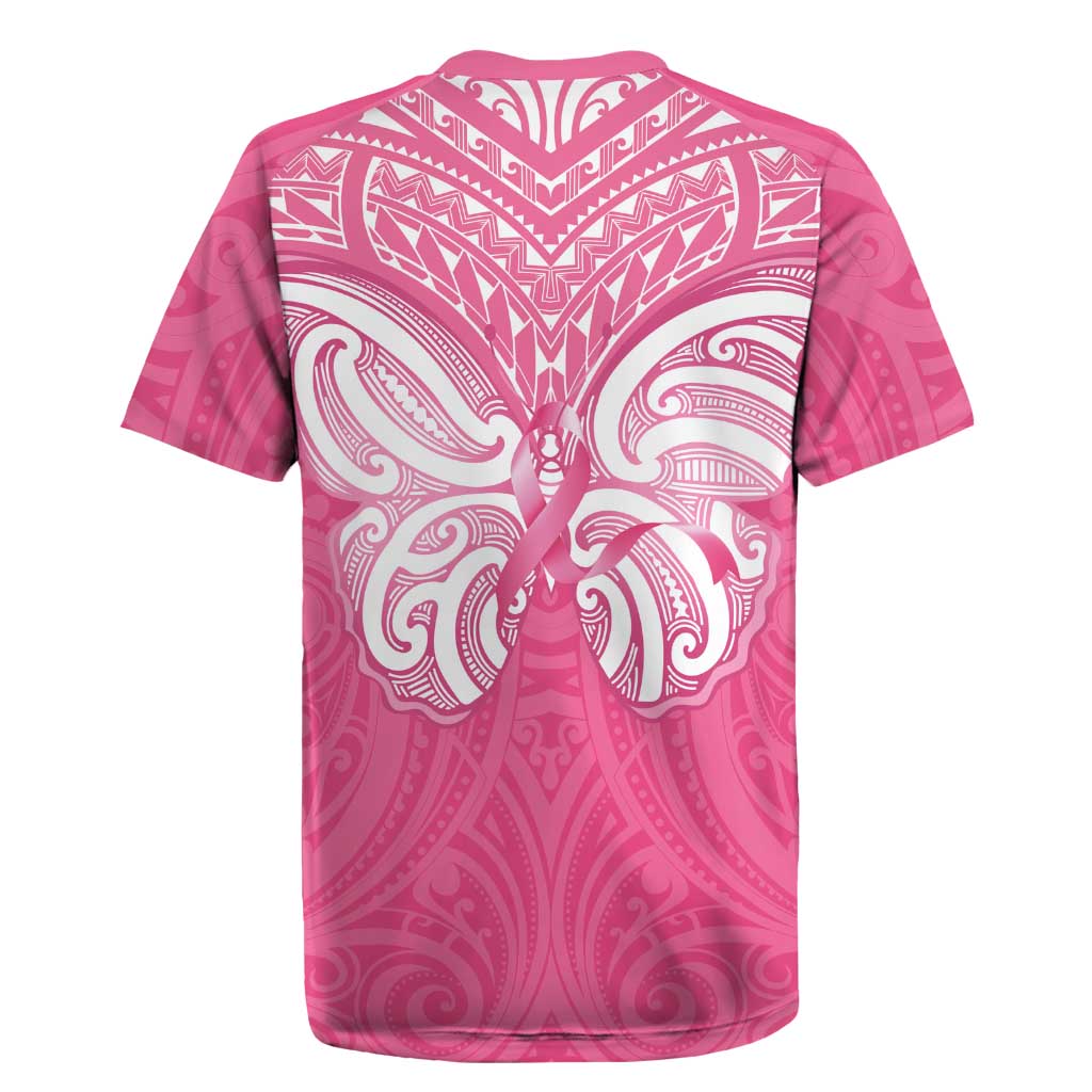 New Zealand Breast Cancer Awareness Rugby Jersey Maori Butterfly Pink Ribbon - Polynesian Pride