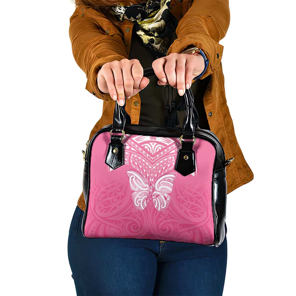 New Zealand Breast Cancer Awareness Shoulder Handbag Maori Butterfly Pink Ribbon - Polynesian Pride