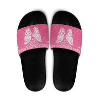 New Zealand Breast Cancer Awareness Slide Sandals Maori Butterfly Pink Ribbon - Polynesian Pride
