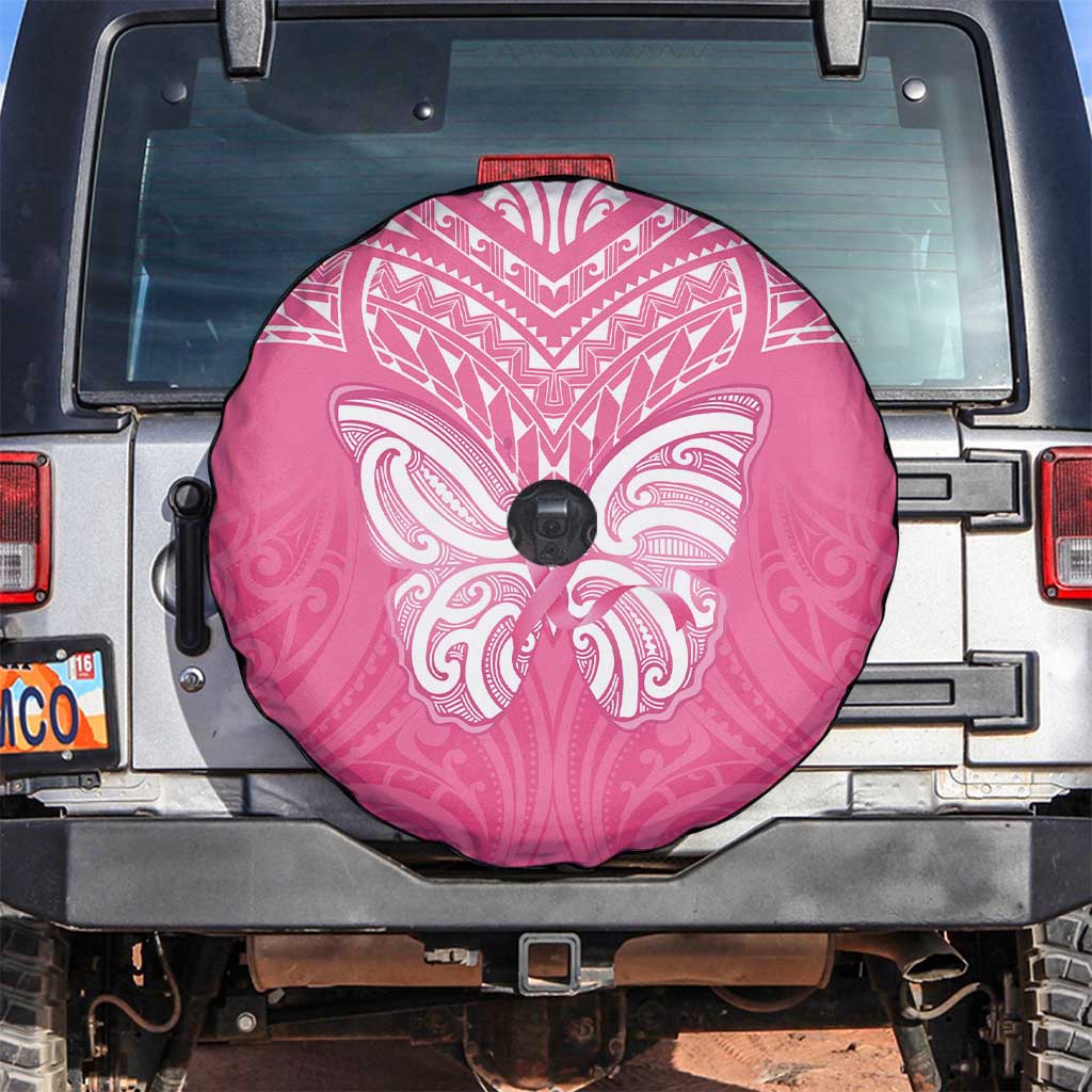 New Zealand Breast Cancer Awareness Spare Tire Cover Maori Butterfly Pink Ribbon - Polynesian Pride