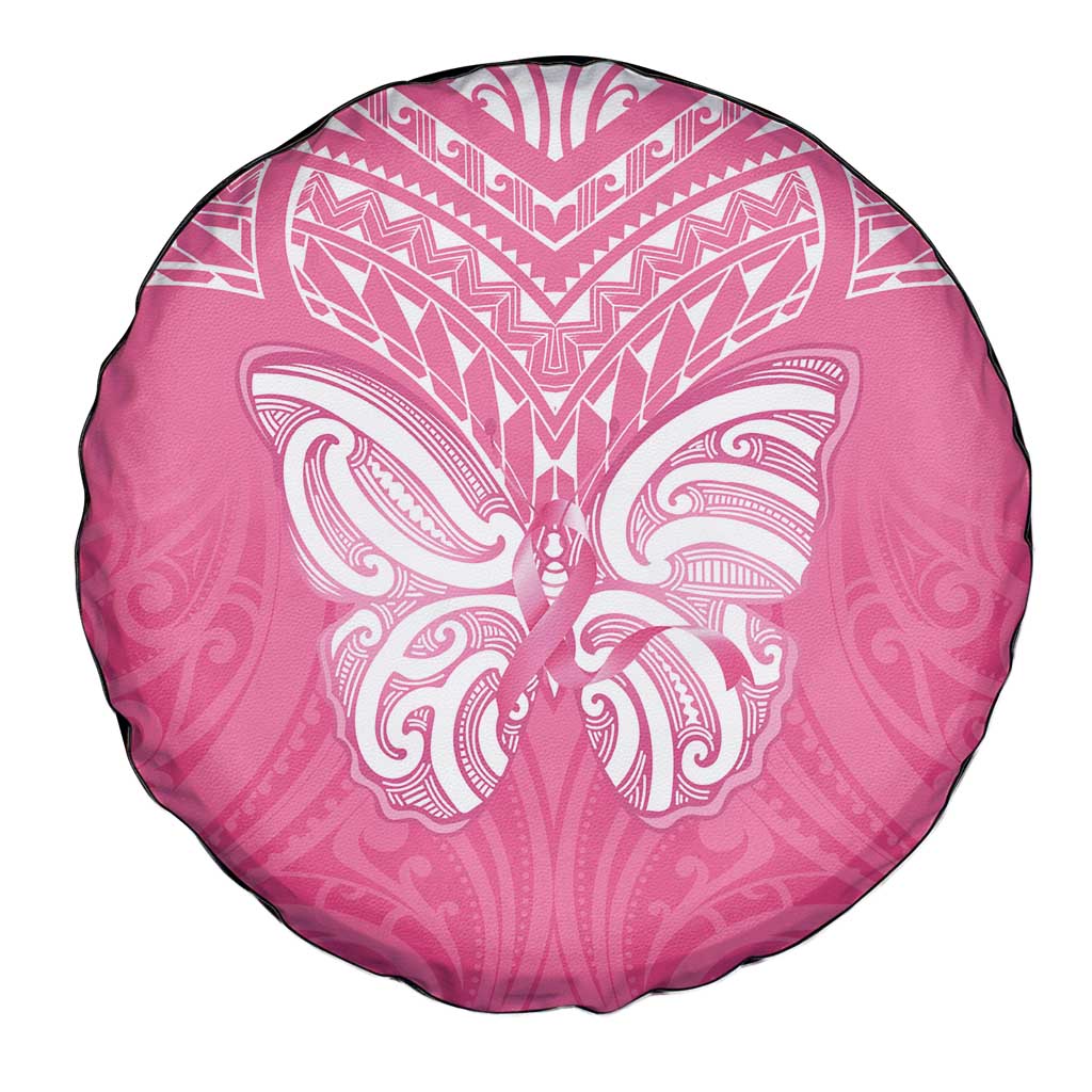 New Zealand Breast Cancer Awareness Spare Tire Cover Maori Butterfly Pink Ribbon - Polynesian Pride