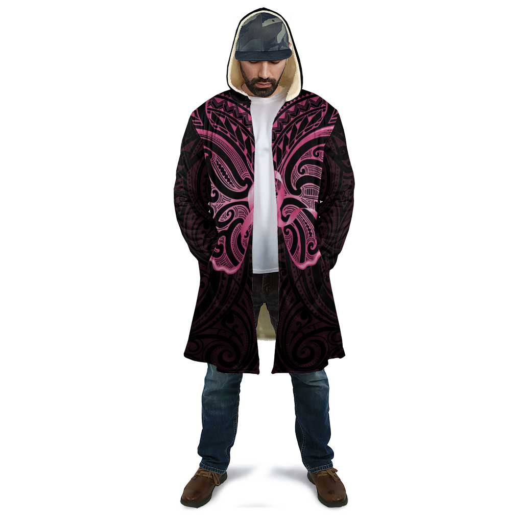 New Zealand Breast Cancer Awareness Cloak Maori Butterfly Pink Ribbon Black Version - Polynesian Pride