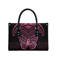 New Zealand Breast Cancer Awareness Leather Bag Maori Butterfly Pink Ribbon Black Version - Polynesian Pride