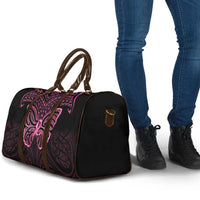 New Zealand Breast Cancer Awareness Travel Bag Maori Butterfly Pink Ribbon Black Version - Polynesian Pride