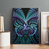 Suicide Prevention New Zealand Canvas Wall Art Aotearoa Maori Butterfly Mix Silver Fern - Polynesian Pride