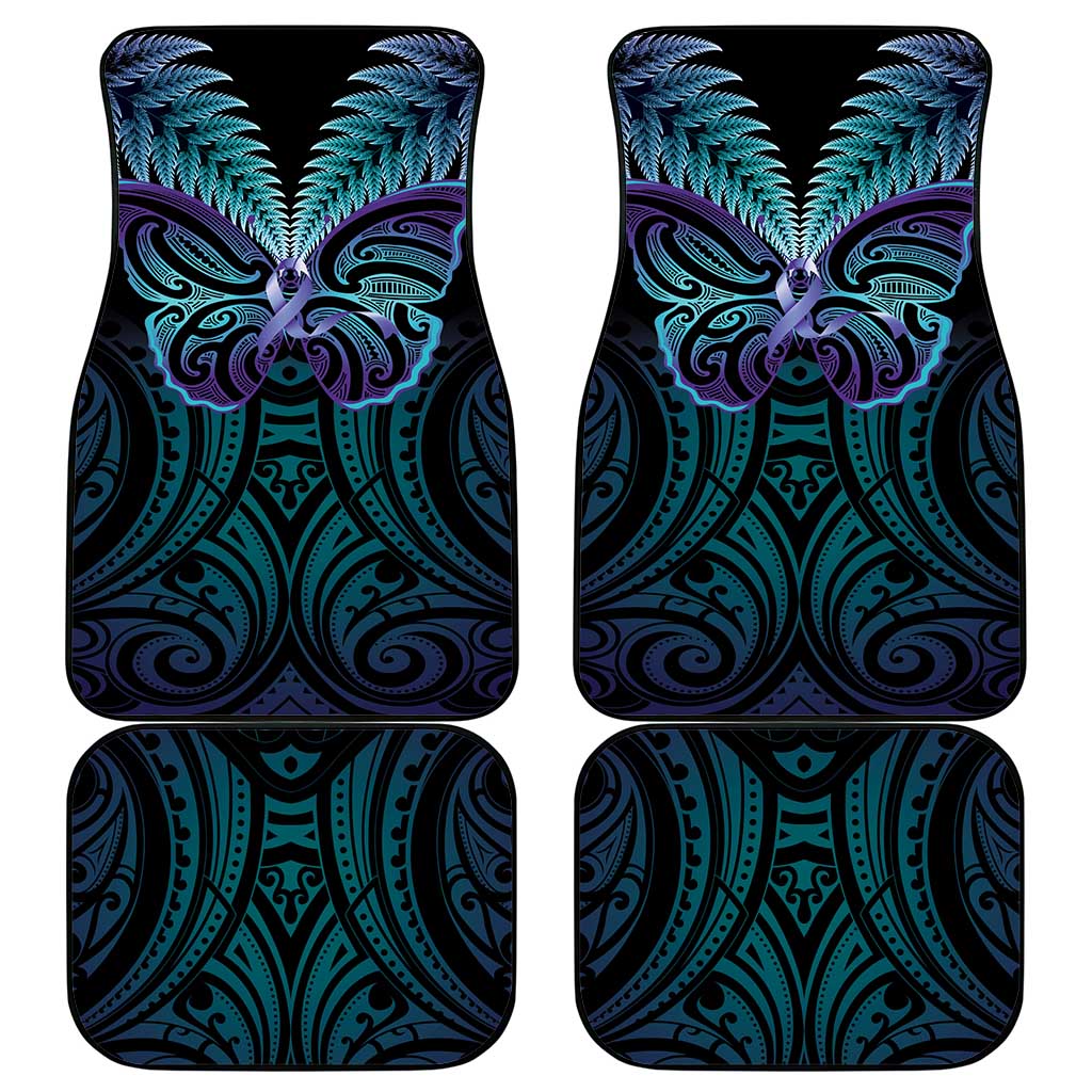 Suicide Prevention New Zealand Car Mats Aotearoa Maori Butterfly Mix Silver Fern - Polynesian Pride
