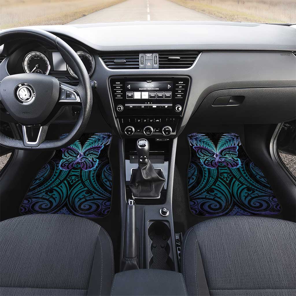 Suicide Prevention New Zealand Car Mats Aotearoa Maori Butterfly Mix Silver Fern - Polynesian Pride