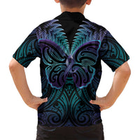 Suicide Prevention New Zealand Family Matching Off Shoulder Short Dress and Hawaiian Shirt Aotearoa Maori Butterfly Mix Silver Fern - Polynesian Pride