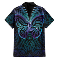 Suicide Prevention New Zealand Family Matching Off Shoulder Short Dress and Hawaiian Shirt Aotearoa Maori Butterfly Mix Silver Fern - Polynesian Pride