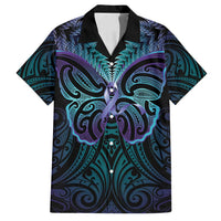 Suicide Prevention New Zealand Family Matching Puletasi and Hawaiian Shirt Aotearoa Maori Butterfly Mix Silver Fern LT14 Dad's Shirt - Short Sleeve Black - Polynesian Pride