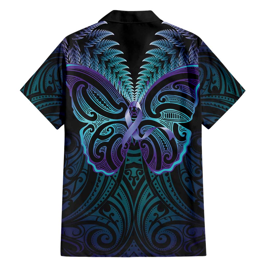 Suicide Prevention New Zealand Hawaiian Shirt Aotearoa Maori Butterfly Mix Silver Fern - Polynesian Pride