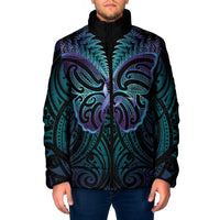 Suicide Prevention New Zealand Padded Jacket Aotearoa Maori Butterfly Mix Silver Fern - Polynesian Pride