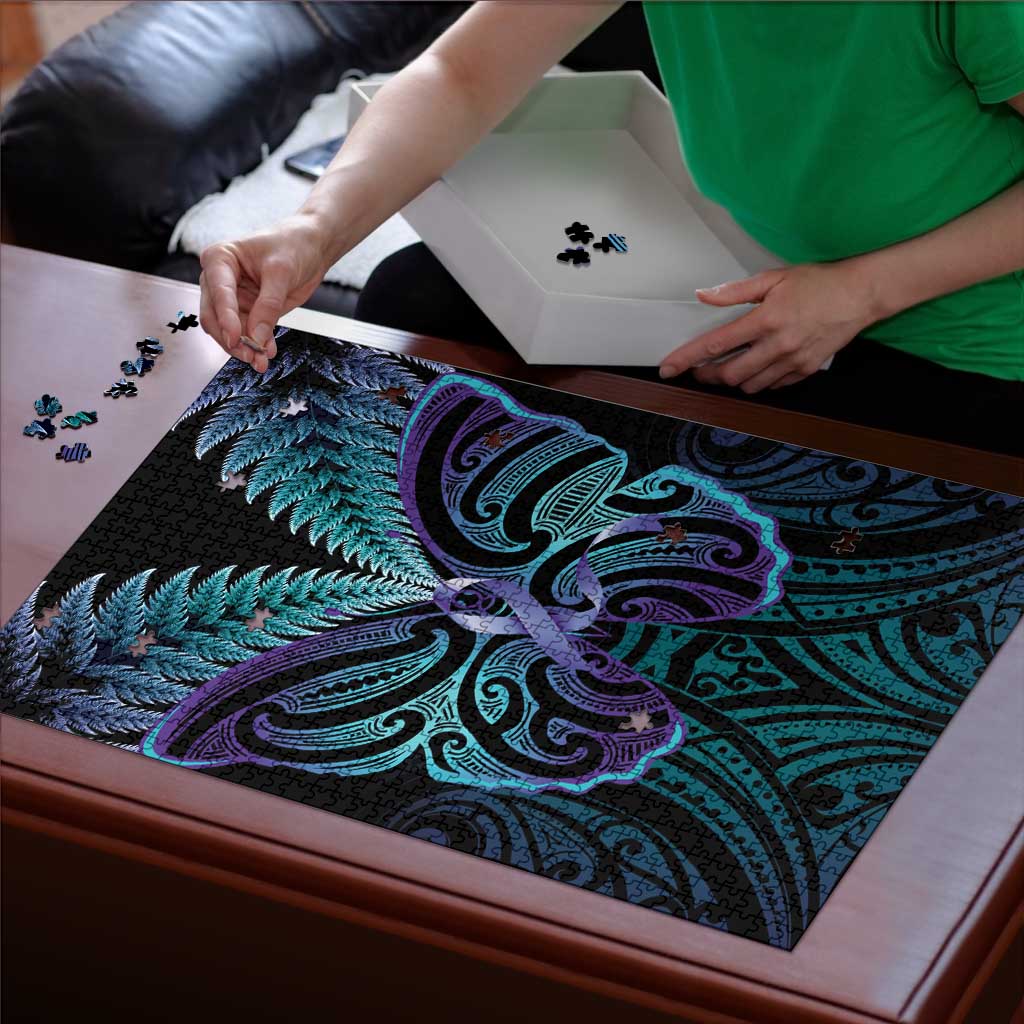 Suicide Prevention New Zealand Puzzle Aotearoa Maori Butterfly Mix Silver Fern - Polynesian Pride