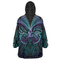 Suicide Prevention New Zealand Wearable Blanket Hoodie Aotearoa Maori Butterfly Mix Silver Fern - Polynesian Pride