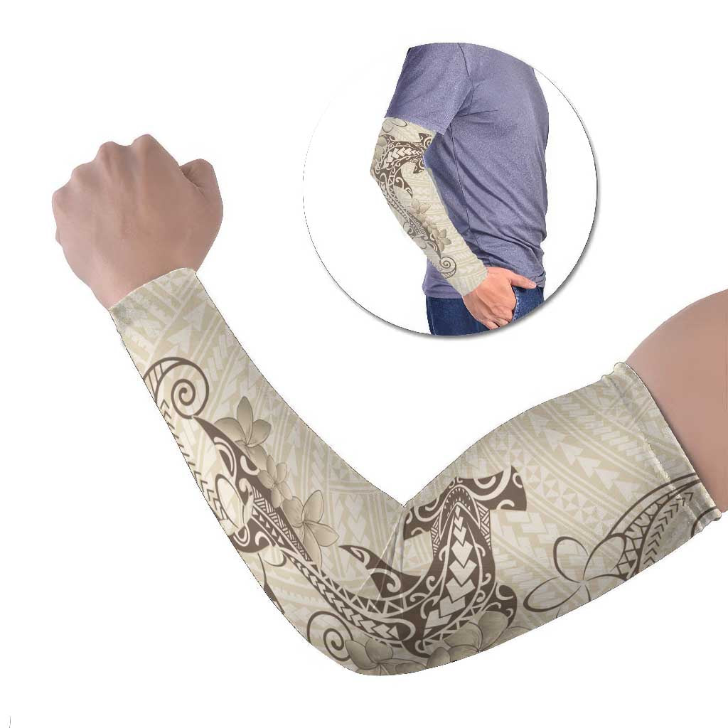 Beige Hawaii Arm Sleeves Hammerhead Shark Tattoo Curve Polynesian LT14 Set of 2 Beige - Polynesian Pride