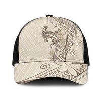 Beige Hawaii Baseball Net Cap Hammerhead Shark Tattoo Curve Polynesian - Polynesian Pride
