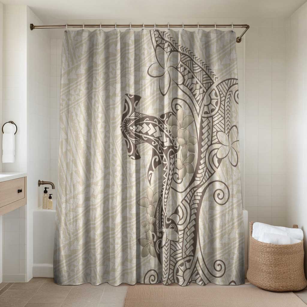 Beige Hawaii Bathroom Set Hammerhead Shark Tattoo Curve Polynesian - Polynesian Pride