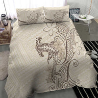 Beige Hawaii Bedding Set Hammerhead Shark Tattoo Curve Polynesian - Polynesian Pride
