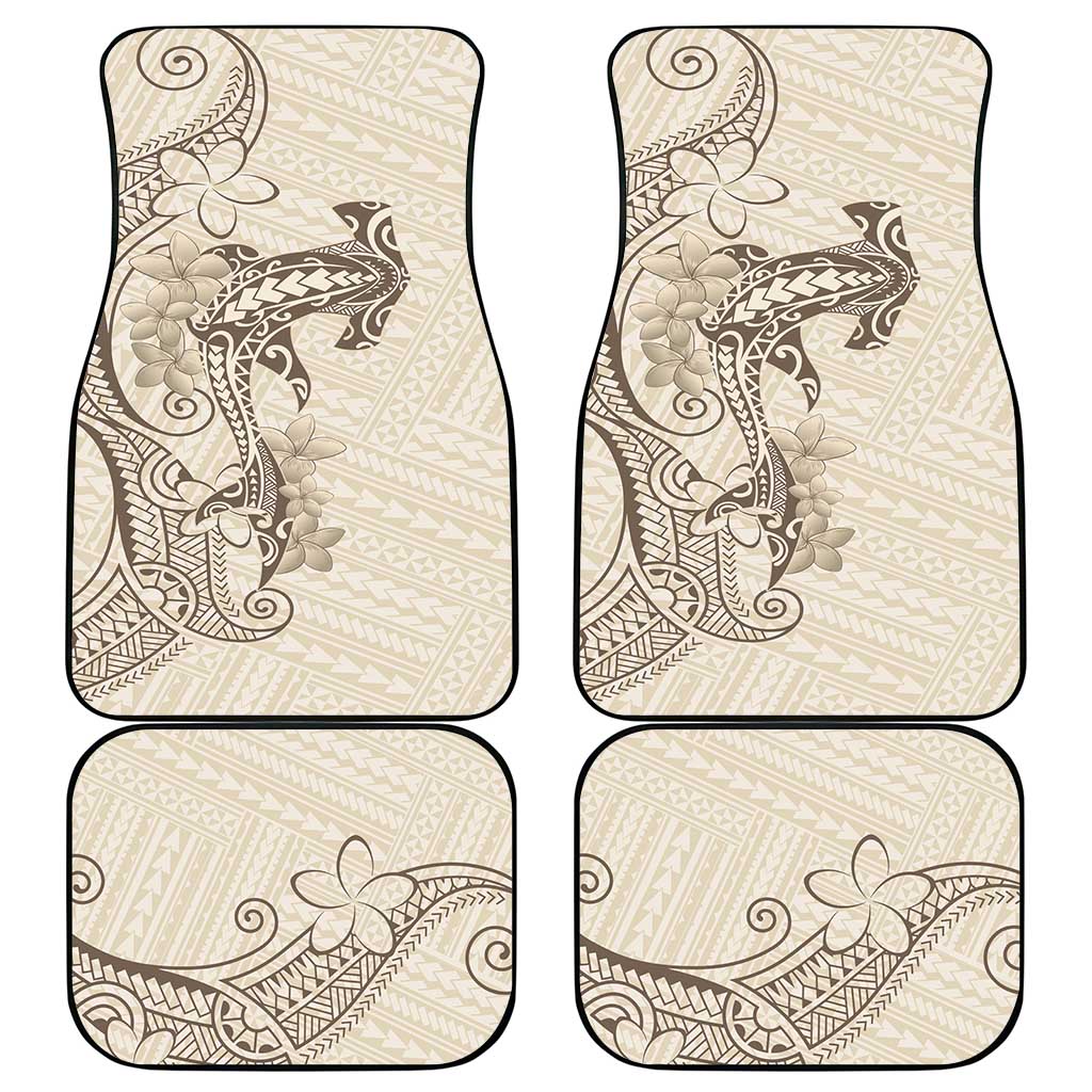 Beige Hawaii Car Mats Hammerhead Shark Tattoo Curve Polynesian - Polynesian Pride