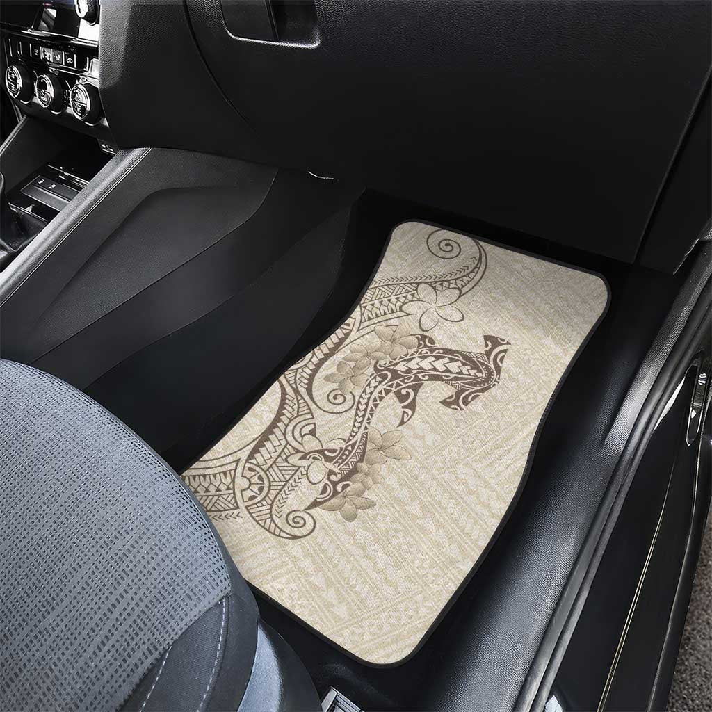 Beige Hawaii Car Mats Hammerhead Shark Tattoo Curve Polynesian - Polynesian Pride