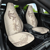 Beige Hawaii Car Seat Cover Hammerhead Shark Tattoo Curve Polynesian - Polynesian Pride