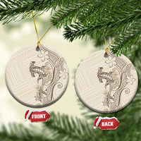 Beige Hawaii Ceramic Ornament Hammerhead Shark Tattoo Curve Polynesian LT14 Circle Beige - Polynesian Pride