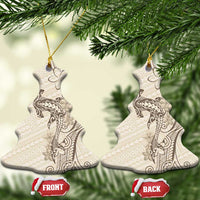 Beige Hawaii Ceramic Ornament Hammerhead Shark Tattoo Curve Polynesian LT14 Christmas Tree Beige - Polynesian Pride