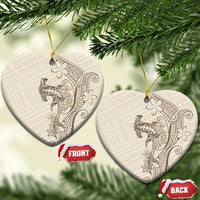 Beige Hawaii Ceramic Ornament Hammerhead Shark Tattoo Curve Polynesian LT14 Heart Beige - Polynesian Pride
