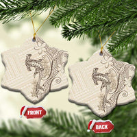 Beige Hawaii Ceramic Ornament Hammerhead Shark Tattoo Curve Polynesian LT14 Snow Flake Beige - Polynesian Pride