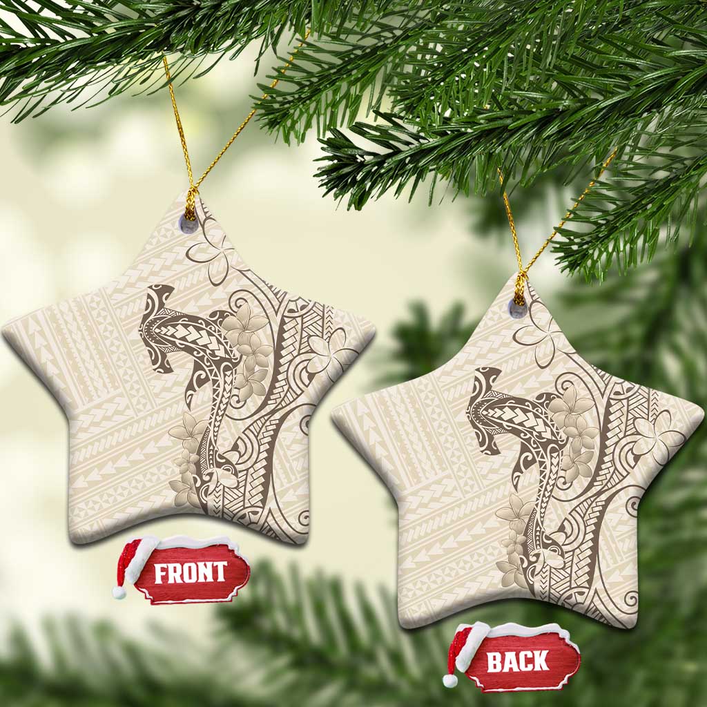 Beige Hawaii Ceramic Ornament Hammerhead Shark Tattoo Curve Polynesian LT14 Star Beige - Polynesian Pride