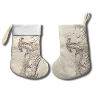 Beige Hawaii Christmas Stocking Hammerhead Shark Tattoo Curve Polynesian - Polynesian Pride
