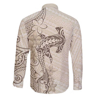 Beige Hawaii Family Matching Short Sleeve Bodycon Dress and Hawaiian Shirt Hammerhead Shark Tattoo Curve Polynesian - Polynesian Pride