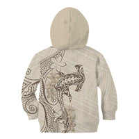 Beige Hawaii Kid Hoodie Hammerhead Shark Tattoo Curve Polynesian - Polynesian Pride
