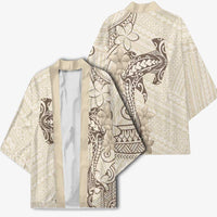 Beige Hawaii Kimono Hammerhead Shark Tattoo Curve Polynesian LT14 - Polynesian Pride