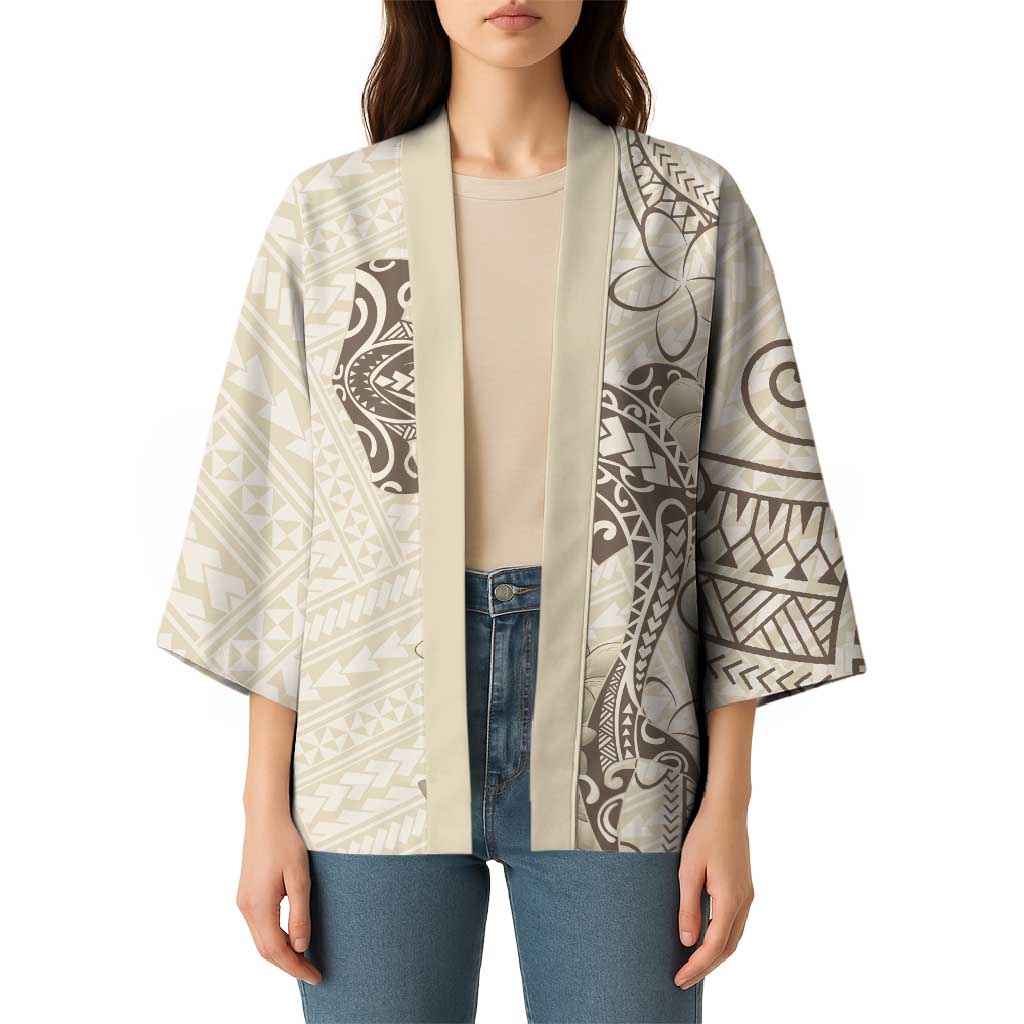 Beige Hawaii Kimono Hammerhead Shark Tattoo Curve Polynesian LT14 - Polynesian Pride