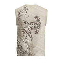 Beige Hawaii Christmas Knitted V-Neck Vest Hammerhead Shark Tattoo Curve Polynesian - Polynesian Pride