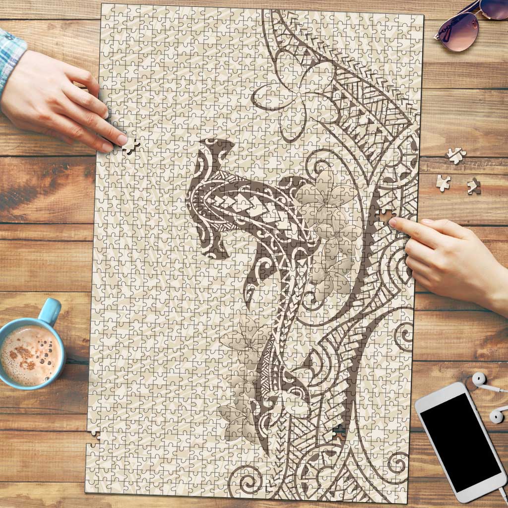 Beige Hawaii Puzzle Hammerhead Shark Tattoo Curve Polynesian LT14 Beige - Polynesian Pride