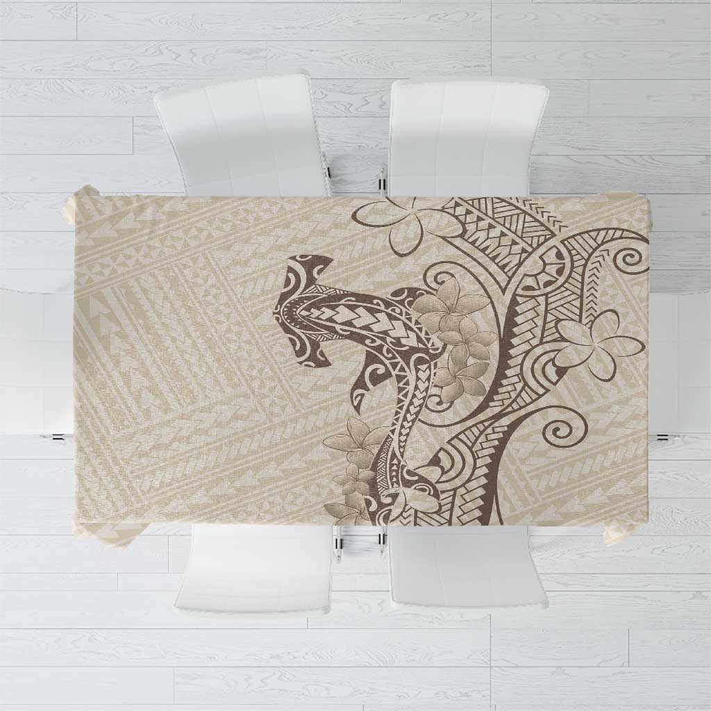 Beige Hawaii Tablecloth Hammerhead Shark Tattoo Curve Polynesian - Polynesian Pride