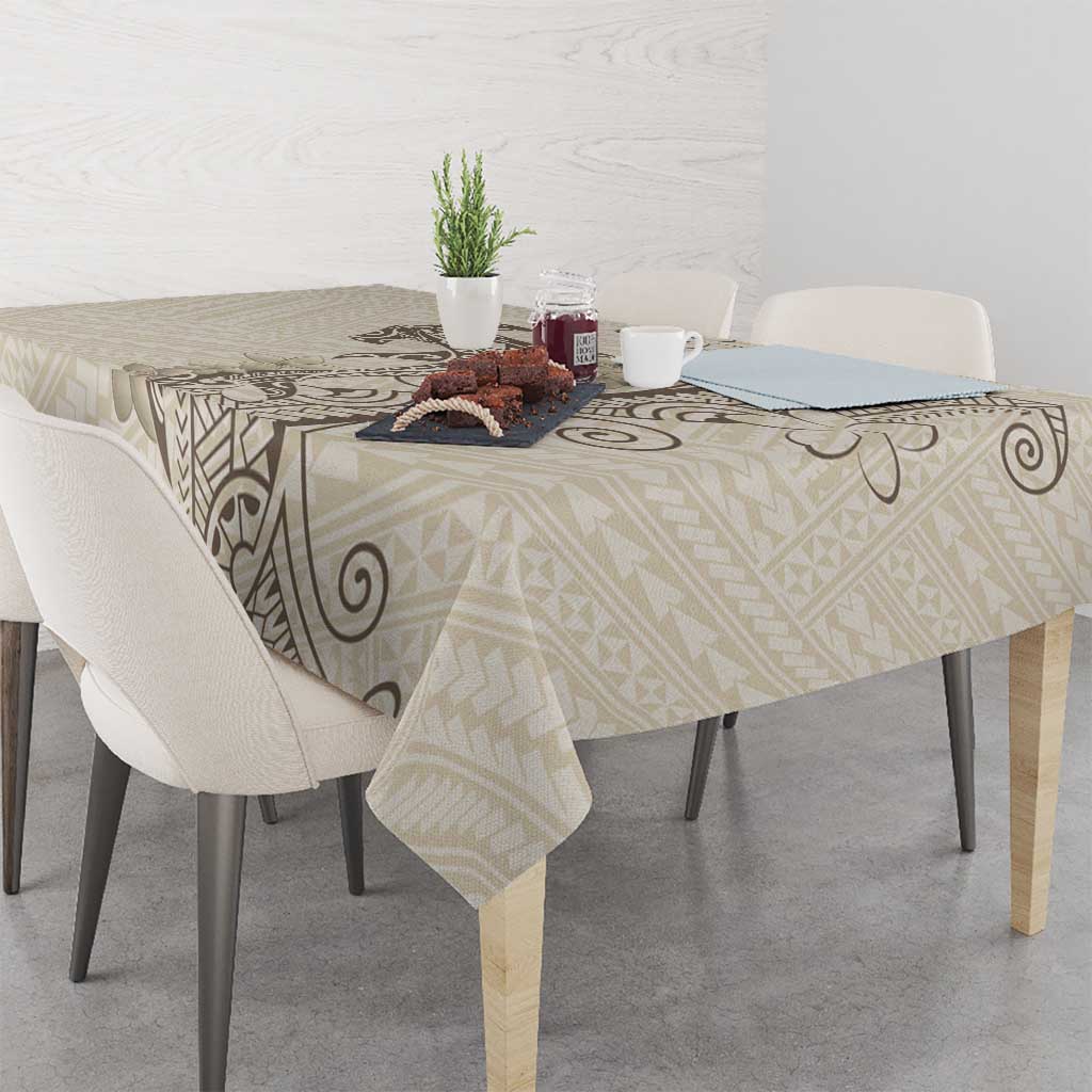 Beige Hawaii Tablecloth Hammerhead Shark Tattoo Curve Polynesian - Polynesian Pride