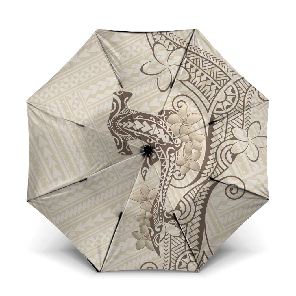 Beige Hawaii Umbrella Hammerhead Shark Tattoo Curve Polynesian LT14 One Size Folded 11.42 inch Opened Diameter 37.4 inch Beige - Polynesian Pride