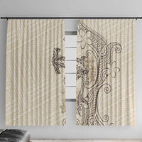Beige Hawaii Window Curtain Hammerhead Shark Tattoo Curve Polynesian LT14 With Hooks Beige - Polynesian Pride
