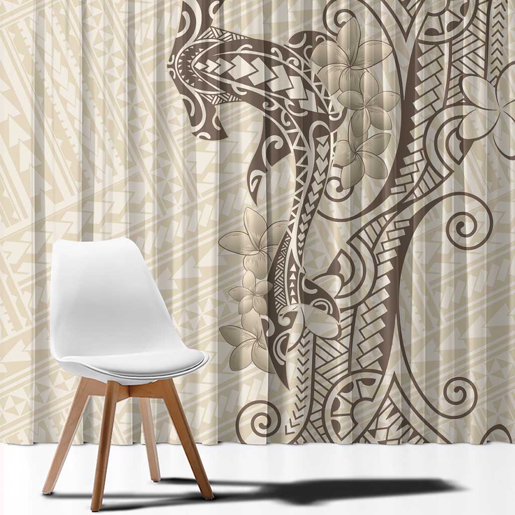 Beige Hawaii Window Curtain Hammerhead Shark Tattoo Curve Polynesian LT14 - Polynesian Pride