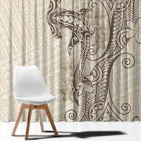 Beige Hawaii Window Curtain Hammerhead Shark Tattoo Curve Polynesian LT14 - Polynesian Pride