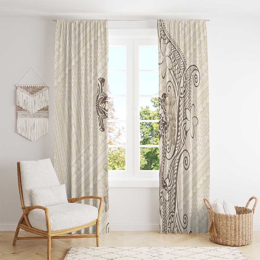 Beige Hawaii Window Curtain Hammerhead Shark Tattoo Curve Polynesian LT14 - Polynesian Pride