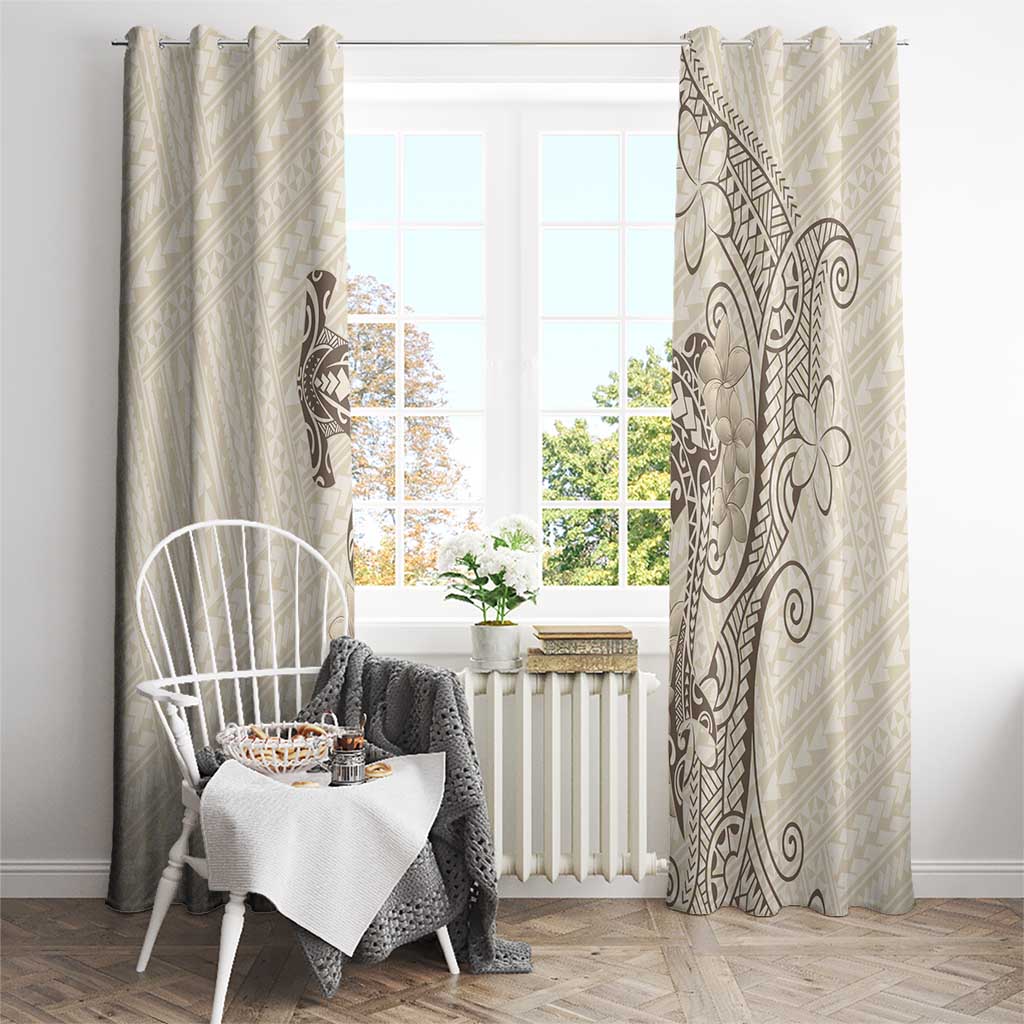 Beige Hawaii Window Curtain Hammerhead Shark Tattoo Curve Polynesian LT14 - Polynesian Pride