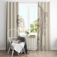 Beige Hawaii Window Curtain Hammerhead Shark Tattoo Curve Polynesian LT14 - Polynesian Pride
